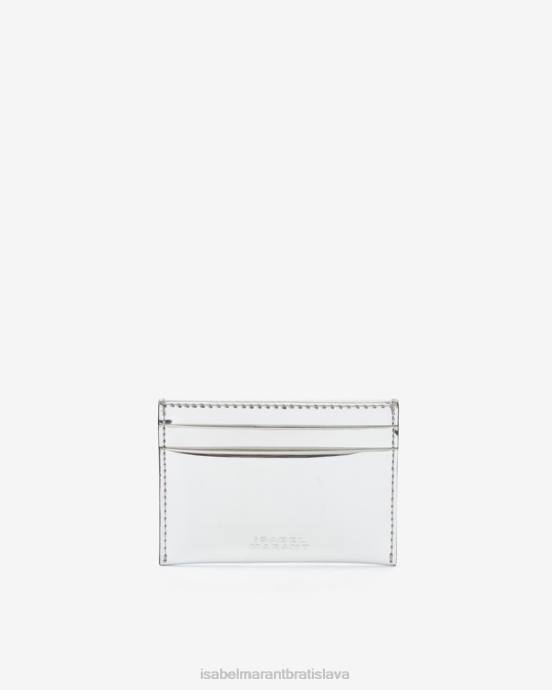 Isabel Marant unisex kožený držiak na karty chiba V6XH1044 príslušenstvo striebro