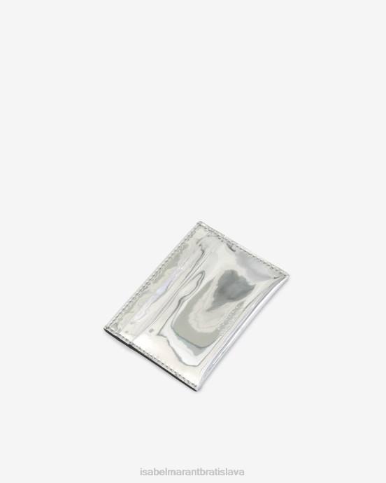 Isabel Marant unisex kožený držiak na karty chiba V6XH1044 príslušenstvo striebro
