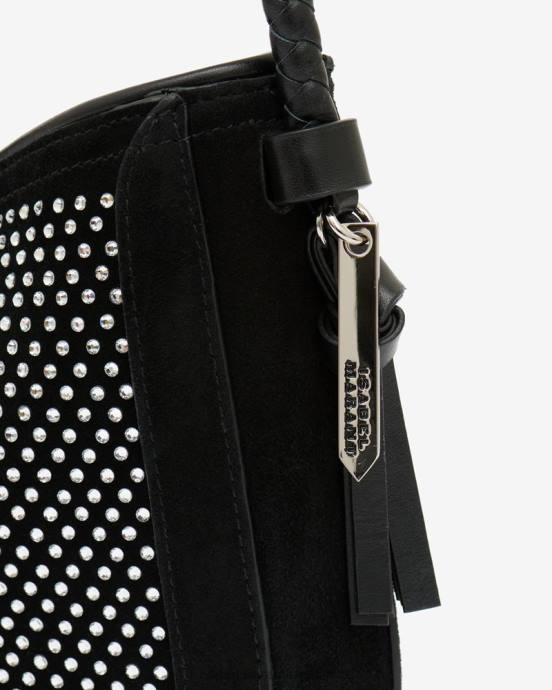 Isabel Marant unisex kožená bageta taška cez rameno vigo V6XH1038 príslušenstvo čierna