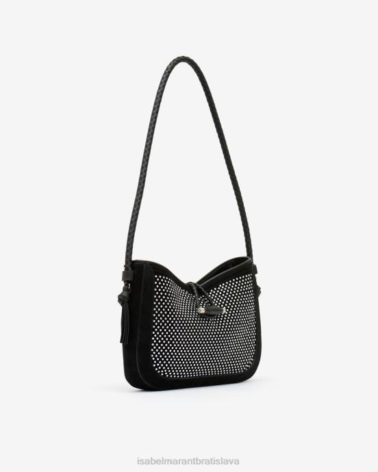 Isabel Marant unisex kožená bageta taška cez rameno vigo V6XH1038 príslušenstvo čierna