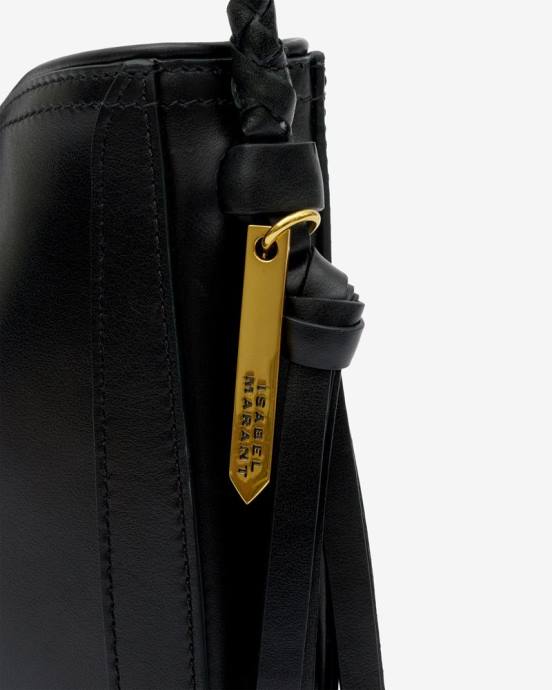 Isabel Marant unisex kožená bageta taška cez rameno vigo V6XH1039 príslušenstvo čierna