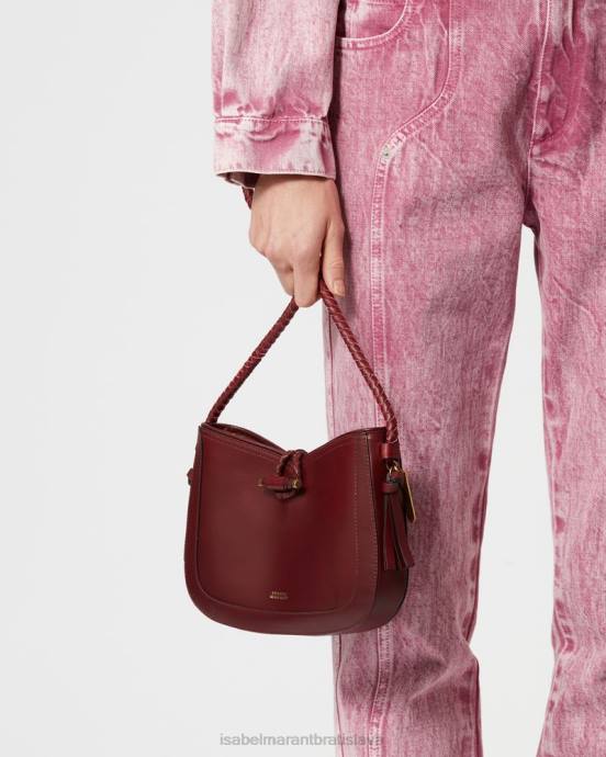 Isabel Marant unisex kožená bageta taška cez rameno vigo V6XH1040 príslušenstvo bordová