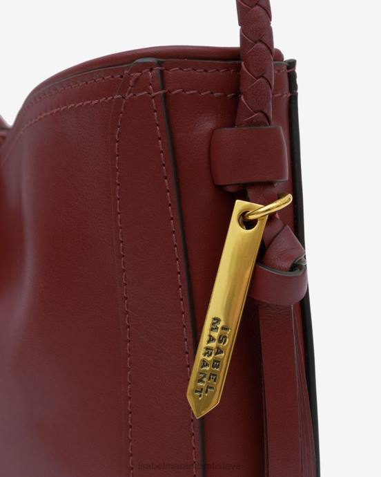 Isabel Marant unisex kožená bageta taška cez rameno vigo V6XH1040 príslušenstvo bordová