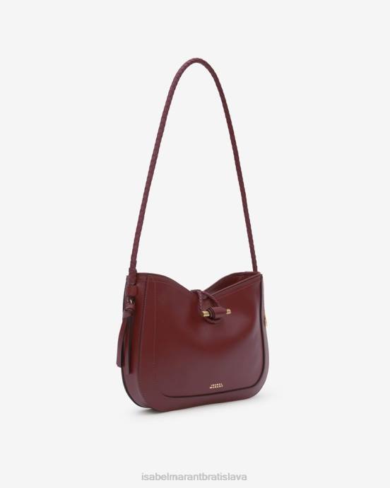 Isabel Marant unisex kožená bageta taška cez rameno vigo V6XH1040 príslušenstvo bordová