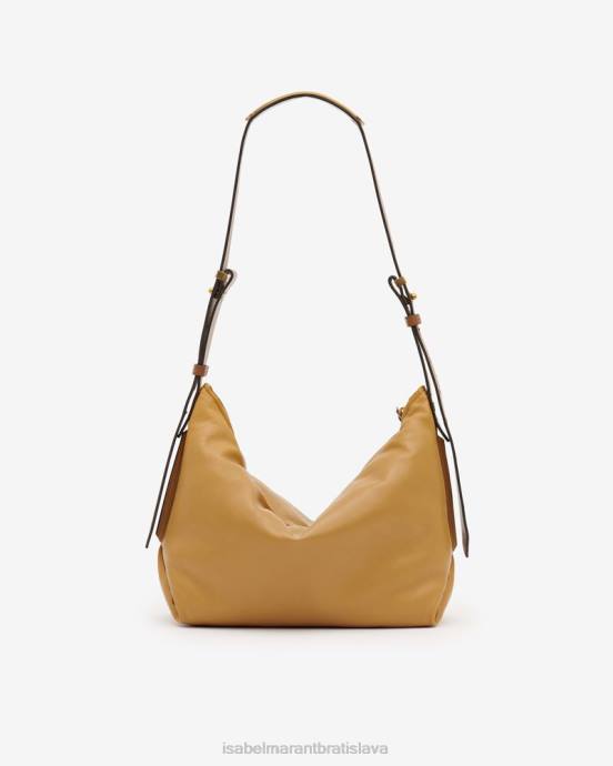 Isabel Marant unisex leyden kožená taška cez rameno V6XH1032 príslušenstvo zlatá béžová