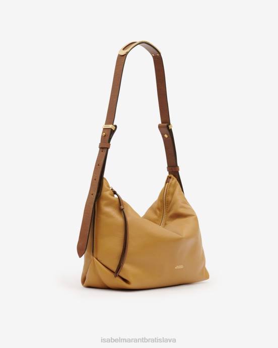 Isabel Marant unisex leyden kožená taška cez rameno V6XH1032 príslušenstvo zlatá béžová