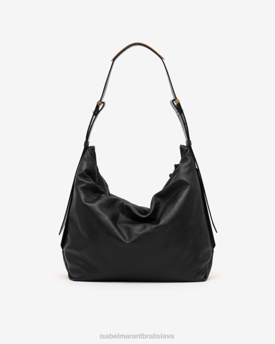 Isabel Marant unisex leyden veľká kožená taška cez rameno V6XH1030 príslušenstvo čierna