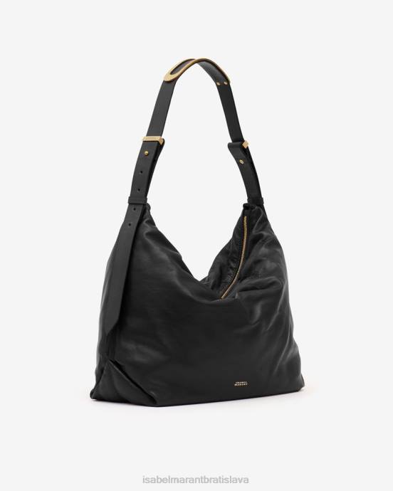 Isabel Marant unisex leyden veľká kožená taška cez rameno V6XH1030 príslušenstvo čierna