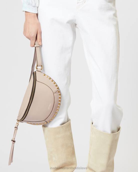 Isabel Marant unisex kožená taška na opasok skano V6XH945 príslušenstvo svetlo béžová