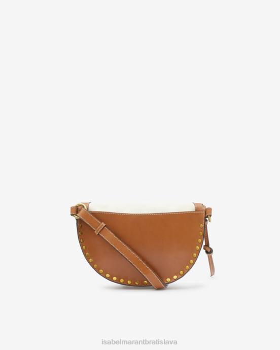 Isabel Marant unisex taška na opasok zo skano kože a bavlny V6XH947 príslušenstvo ecru/koňak