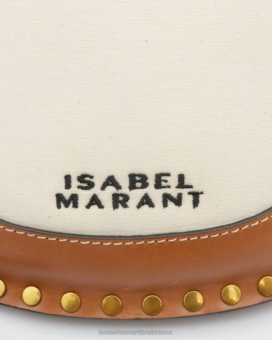 Isabel Marant unisex taška na opasok zo skano kože a bavlny V6XH947 príslušenstvo ecru/koňak