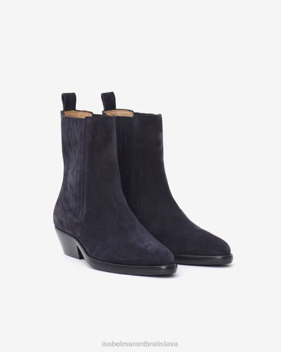 Isabel Marant unisex delena semišové kovbojské čižmy V6XH783 obuv vyblednutá čierna