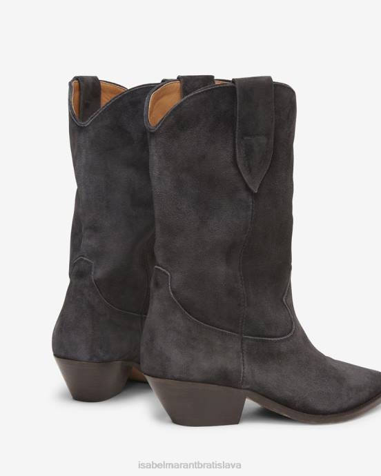 Isabel Marant unisex duerto semišové kovbojské čižmy V6XH733 obuv vyblednutá čierna