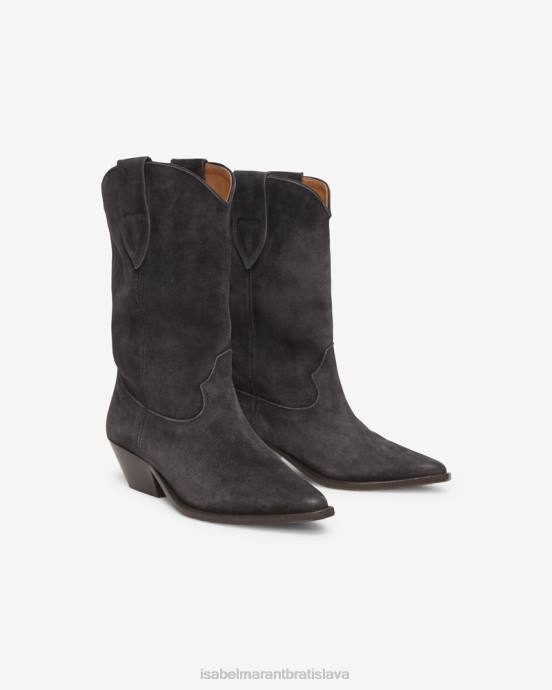 Isabel Marant unisex duerto semišové kovbojské čižmy V6XH733 obuv vyblednutá čierna