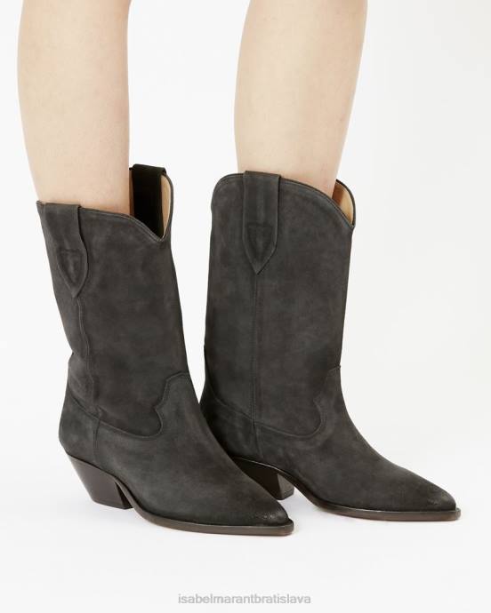 Isabel Marant unisex duerto semišové kovbojské čižmy V6XH733 obuv vyblednutá čierna
