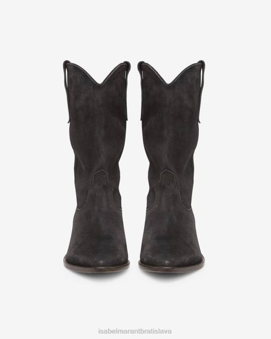 Isabel Marant unisex duerto semišové kovbojské čižmy V6XH733 obuv vyblednutá čierna