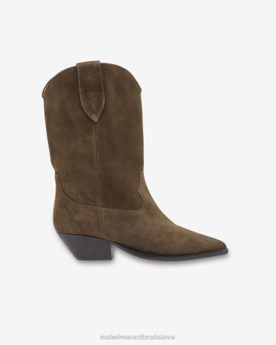 Isabel Marant unisex duerto semišové kovbojské čižmy V6XH734 obuv kaki