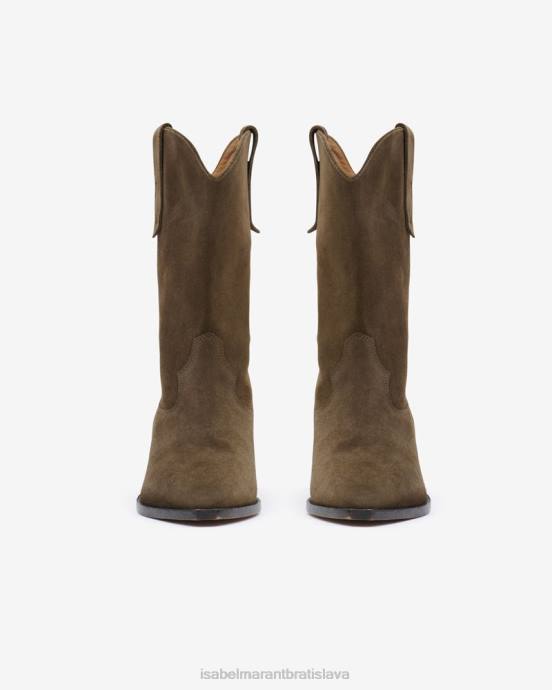 Isabel Marant unisex duerto semišové kovbojské čižmy V6XH734 obuv kaki