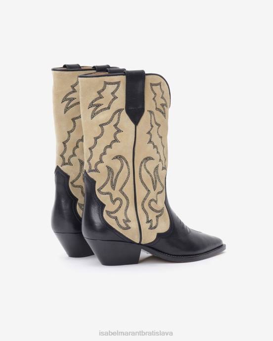 Isabel Marant unisex duerto semišové kovbojské čižmy V6XH738 obuv čierna/ecru