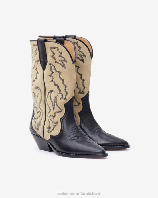 Isabel Marant unisex duerto semišové kovbojské čižmy V6XH738 obuv čierna/ecru