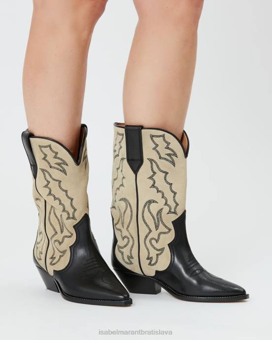 Isabel Marant unisex duerto semišové kovbojské čižmy V6XH738 obuv čierna/ecru