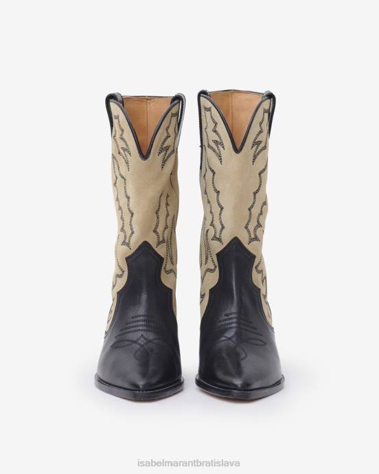 Isabel Marant unisex duerto semišové kovbojské čižmy V6XH738 obuv čierna/ecru