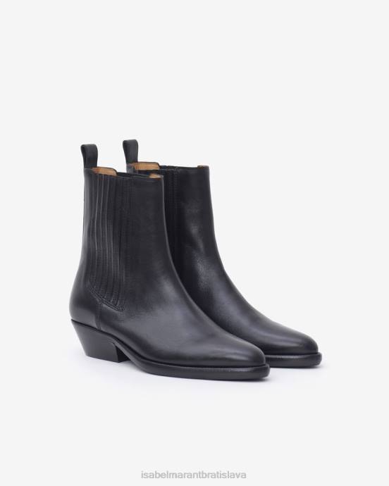 Isabel Marant unisex kožené kovbojské čižmy delena V6XH782 obuv čierna