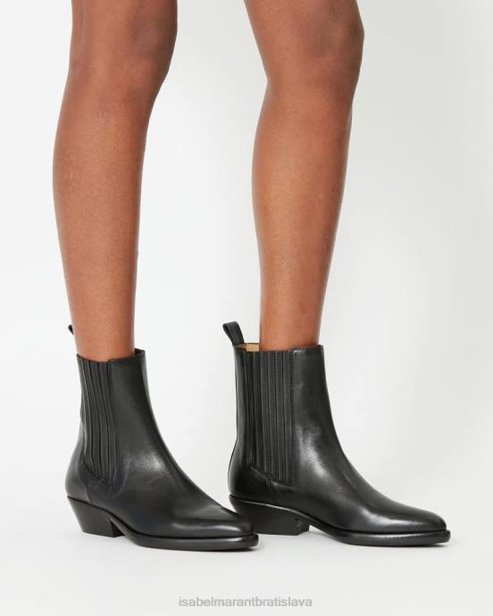 Isabel Marant unisex kožené kovbojské čižmy delena V6XH782 obuv čierna
