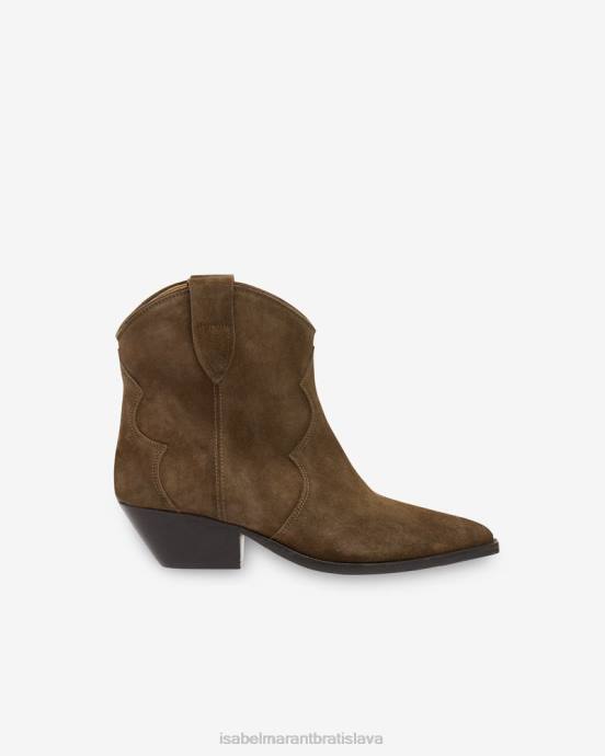 Isabel Marant unisex kožené členkové topánky dewina V6XH731 obuv kaki