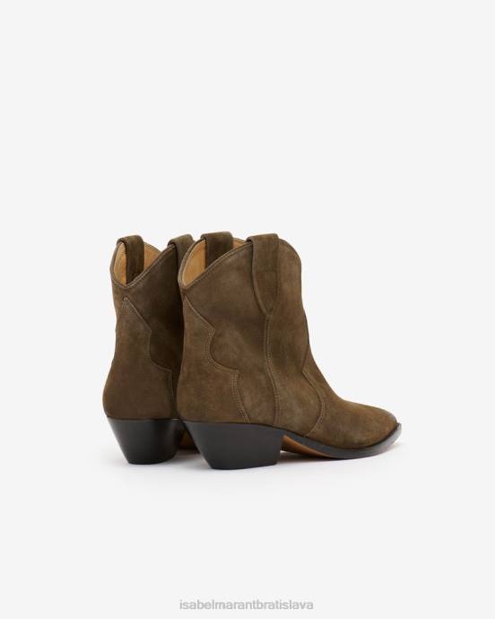 Isabel Marant unisex kožené členkové topánky dewina V6XH731 obuv kaki
