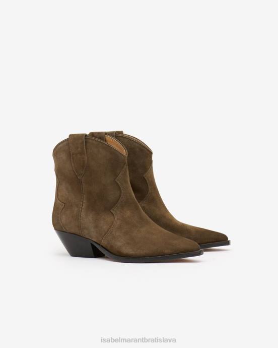 Isabel Marant unisex kožené členkové topánky dewina V6XH731 obuv kaki
