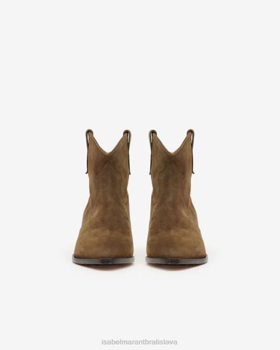Isabel Marant unisex kožené členkové topánky dewina V6XH731 obuv kaki