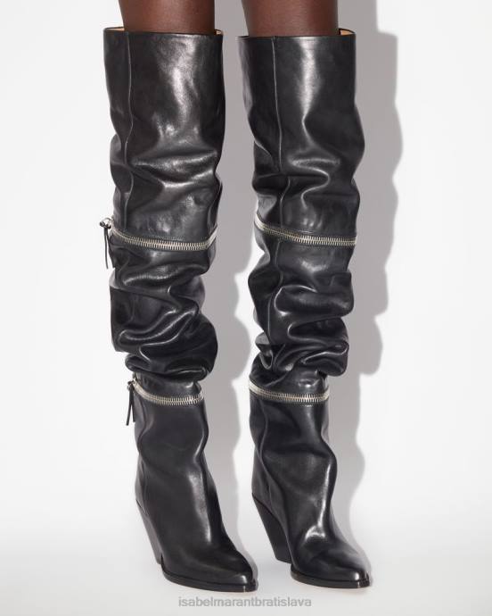 Isabel Marant unisex kožené vysoké čižmy lelodie V6XH760 obuv čierna