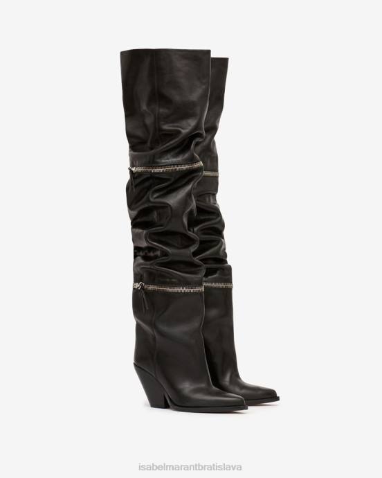 Isabel Marant unisex kožené vysoké čižmy lelodie V6XH760 obuv čierna