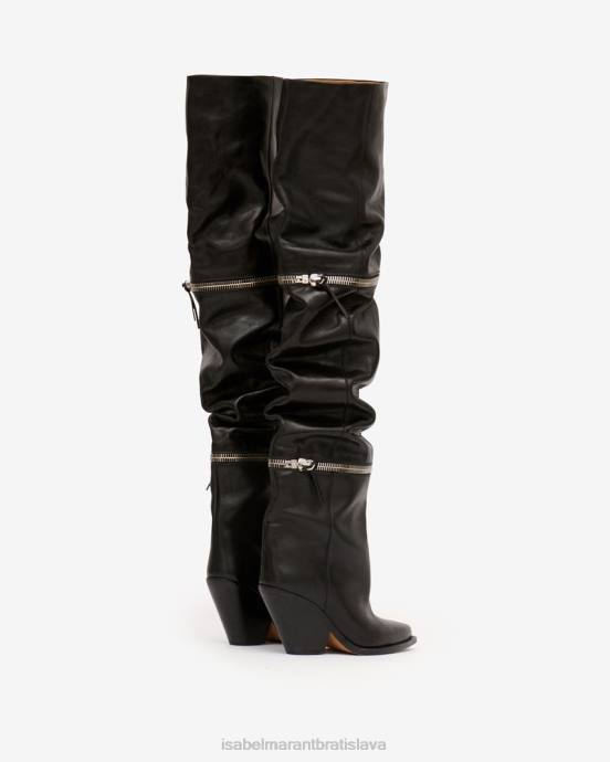 Isabel Marant unisex kožené vysoké čižmy lelodie V6XH760 obuv čierna