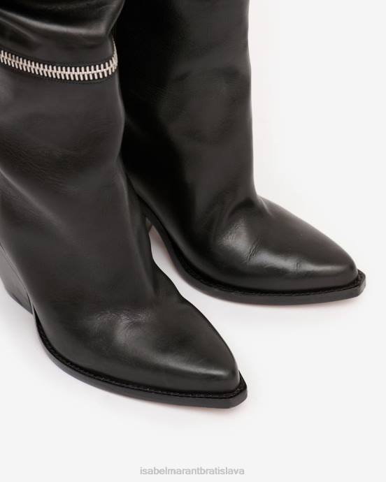 Isabel Marant unisex kožené vysoké čižmy lelodie V6XH760 obuv čierna