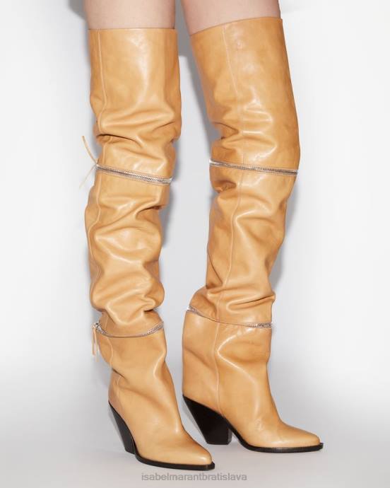 Isabel Marant unisex kožené vysoké čižmy lelodie V6XH761 obuv prirodzené