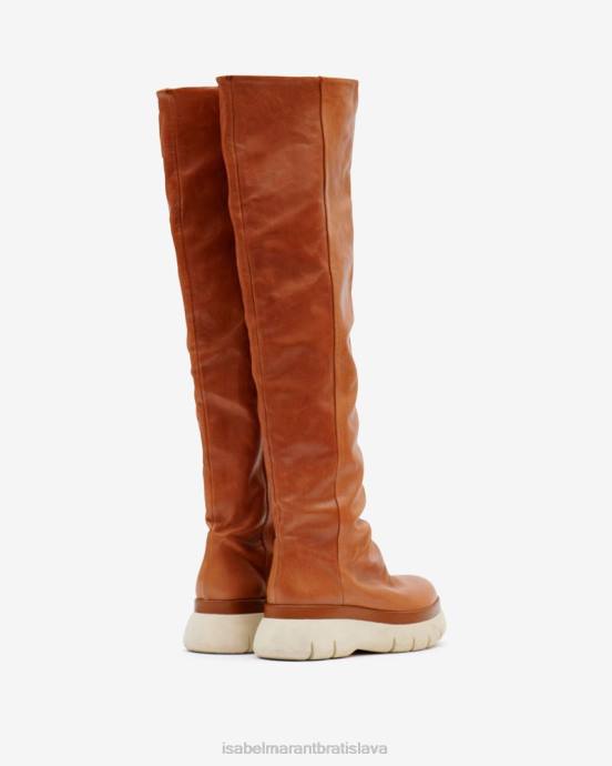 Isabel Marant unisex kožené vysoké čižmy malyx V6XH777 obuv koňak