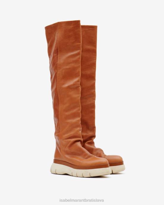Isabel Marant unisex kožené vysoké čižmy malyx V6XH777 obuv koňak