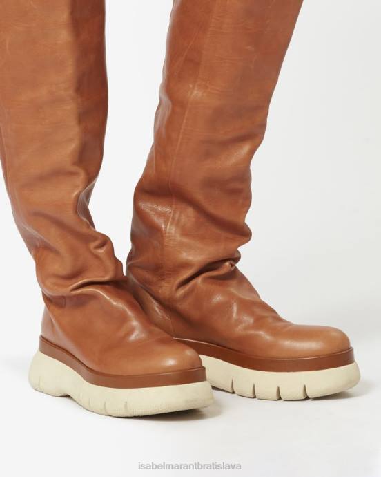 Isabel Marant unisex kožené vysoké čižmy malyx V6XH777 obuv koňak