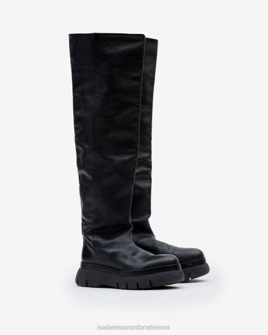 Isabel Marant unisex kožené vysoké čižmy malyx V6XH778 obuv čierna