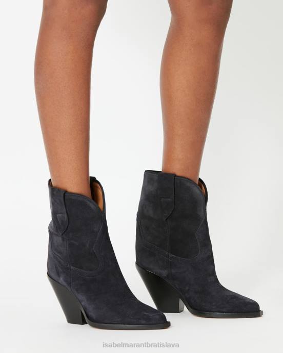 Isabel Marant unisex leyane semišové kovbojské čižmy V6XH726 obuv vyblednutá čierna