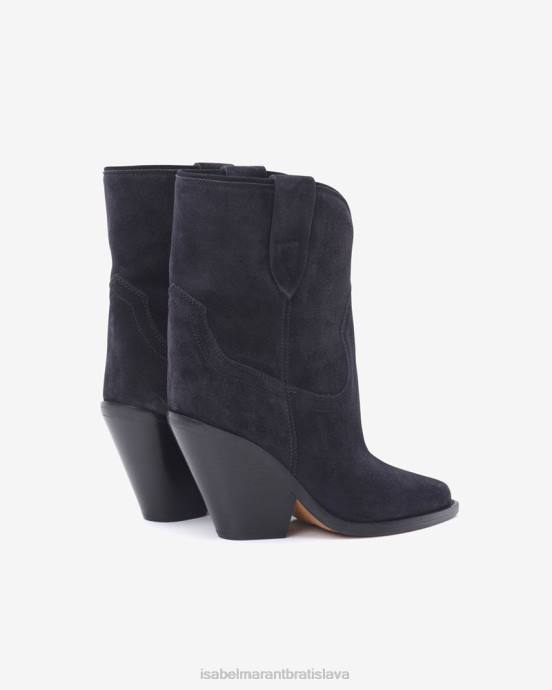 Isabel Marant unisex leyane semišové kovbojské čižmy V6XH726 obuv vyblednutá čierna