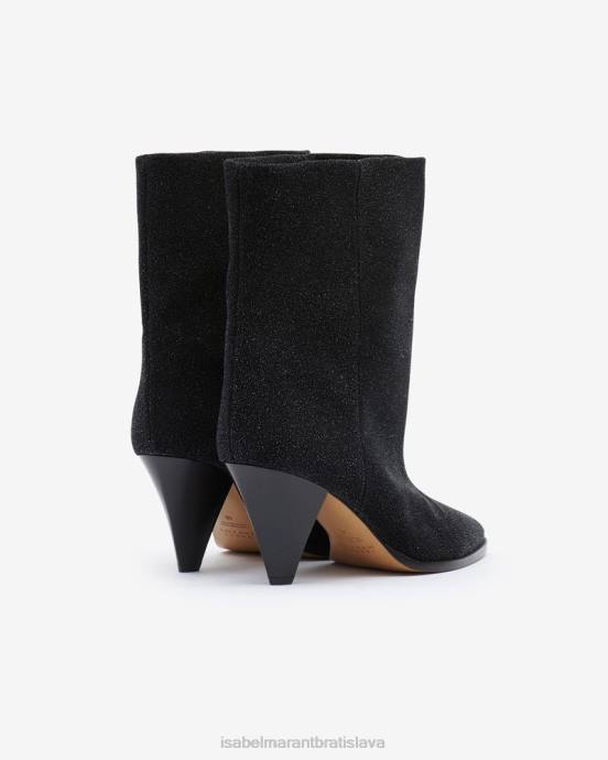 Isabel Marant unisex rouxa trblietavé semišové kožené čižmy V6XH749 obuv čierna