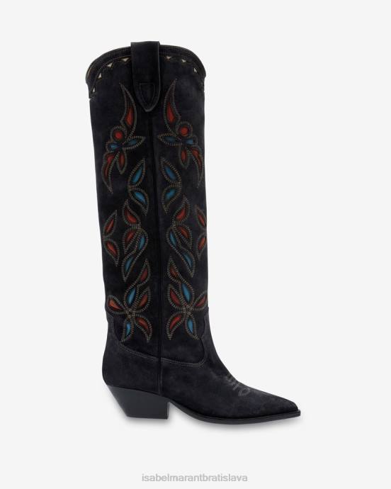 Isabel Marant unisex semišové čižmy denvee V6XH741 obuv vyblednutá čierna