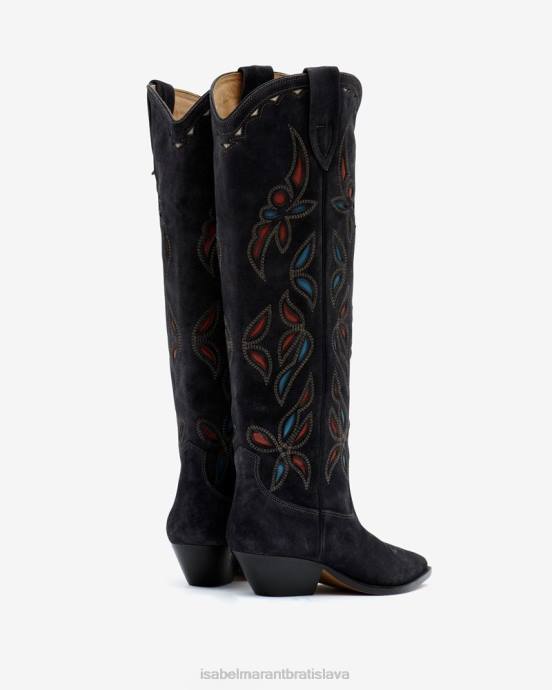 Isabel Marant unisex semišové čižmy denvee V6XH741 obuv vyblednutá čierna