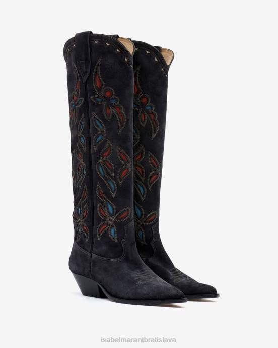 Isabel Marant unisex semišové čižmy denvee V6XH741 obuv vyblednutá čierna