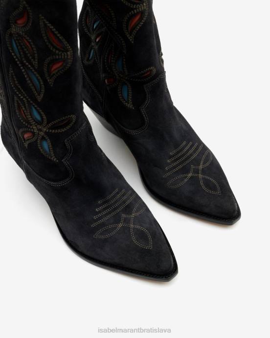 Isabel Marant unisex semišové čižmy denvee V6XH741 obuv vyblednutá čierna