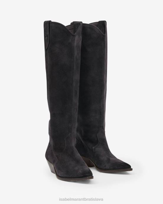 Isabel Marant unisex semišové čižmy denvee V6XH743 obuv vyblednutá čierna