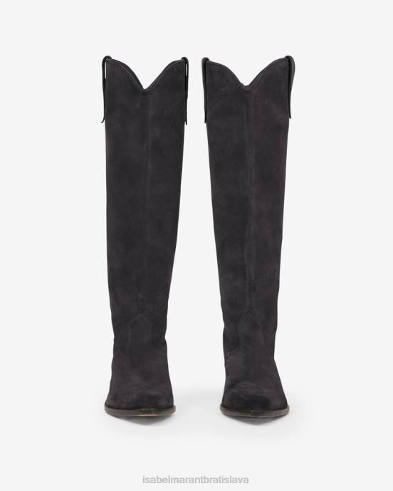 Isabel Marant unisex semišové čižmy denvee V6XH743 obuv vyblednutá čierna